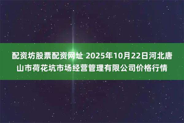 配资坊股票配资网址 2025年10月22日河北唐山市荷花坑市场经营管理有限公司价格行情