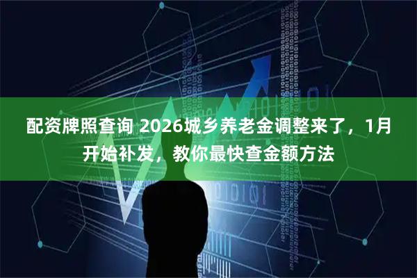 配资牌照查询 2026城乡养老金调整来了，1月开始补发，教你最快查金额方法